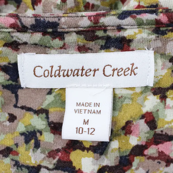 Coldwater Creek Women's M Green Multicolor Abstract Layered 1/2 Sleeve Blouse