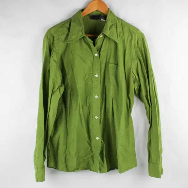 Gap Green Long-Sleeved Pointed Collar Cotton Button-Up Women's Size XL