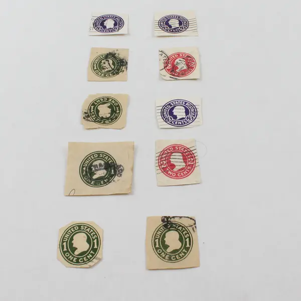 Lot Of 10 United States 1/2/3c Cut Square Postal Cover Stamps Used