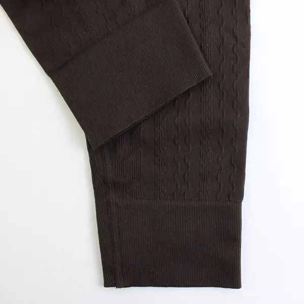 Joy Lab Women's M/L Brown Ribbed Waist High Rise Seamless Cable Knit Leggings