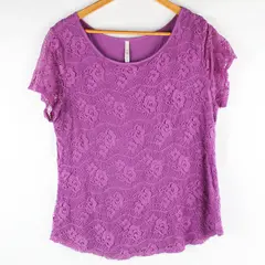 Leo & Nicole Purple Lace Short-Sleeved Top Women's Size Large