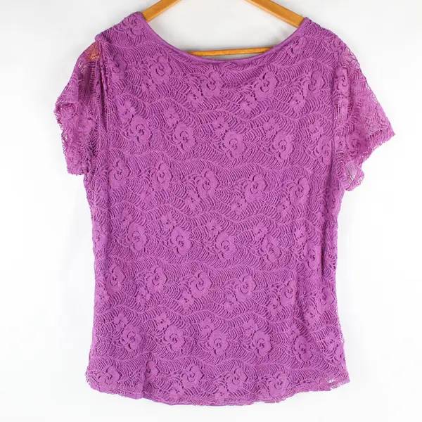Leo & Nicole Purple Lace Short-Sleeved Top Women's Size Large
