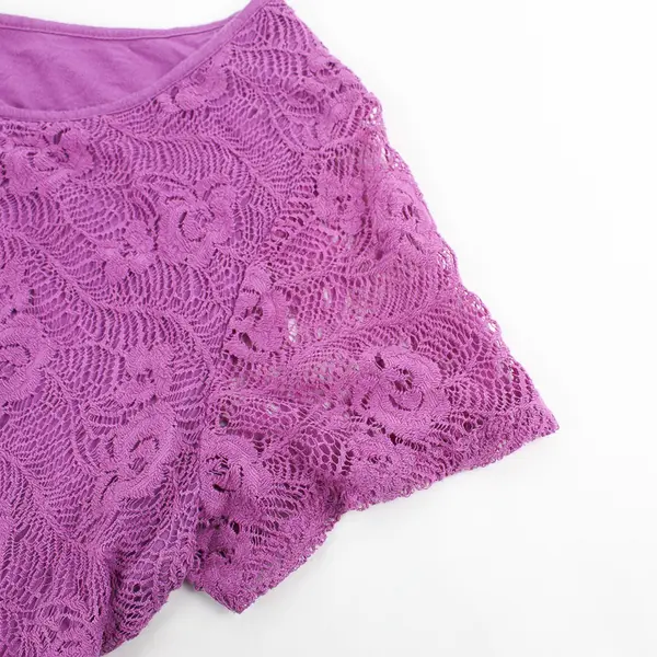 Leo & Nicole Purple Lace Short-Sleeved Top Women's Size Large