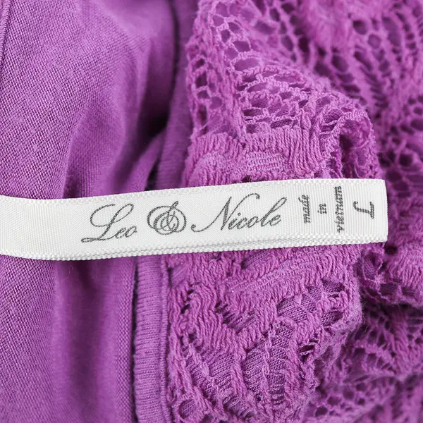 Leo & Nicole Purple Lace Short-Sleeved Top Women's Size Large