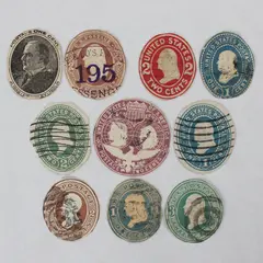Lot Of 10 United States 1/2/3c Cut Out Postal Cover Stamps Used 