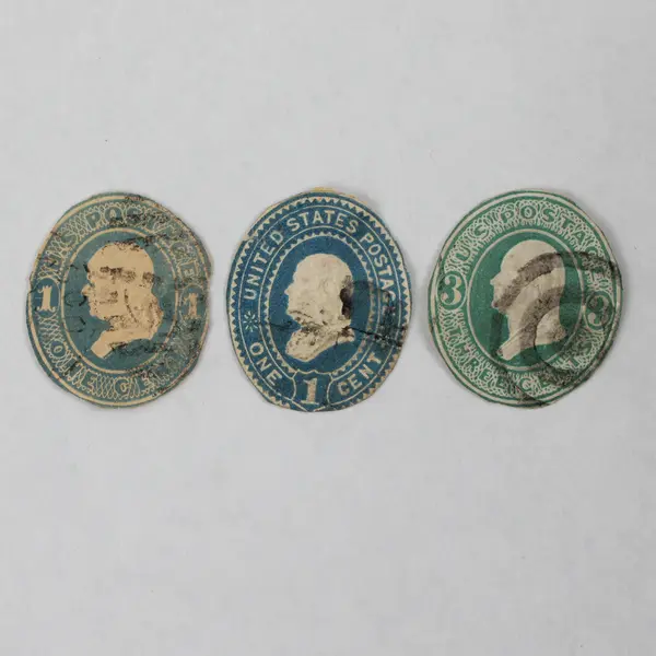 Lot Of 10 United States 1/2/3c Cut Out Postal Cover Stamps Used 