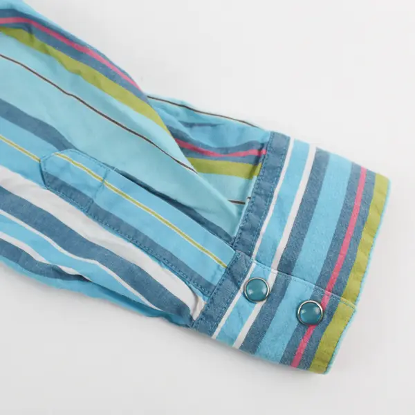 Rockies Multicolor Striped Snap Button Long-Sleeved Top Women's XL FLAWED