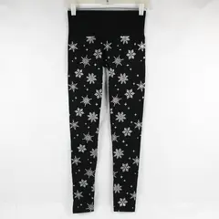 French Laundry Snowflake Pattern Black Leggings Women's Small