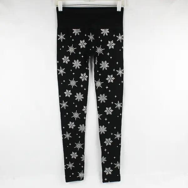 French Laundry Snowflake Pattern Black Leggings Women's Small
