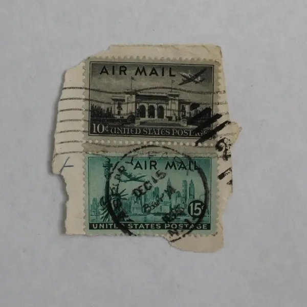 Lot Of 7 United States Air Mail 10/15/25c Stamps Used On Paper 1950s