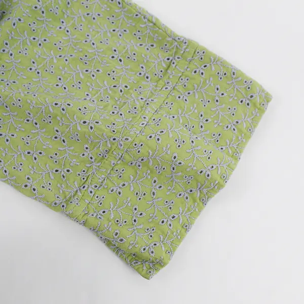 J. Jill Gray Embroidered Eyelet 3/4-Sleeve Green Button-Up Women's XL