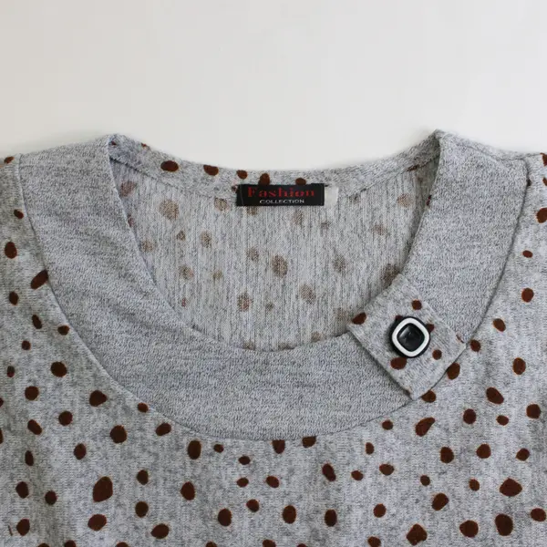 Fashion Collection Women's L Gray/Brown Giraffe Print Half Sleeve Blouse