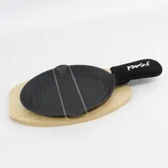 Parini Grilling Collection Fajita Skillet Set /Seasoned Cast Iron 7x14 NIB