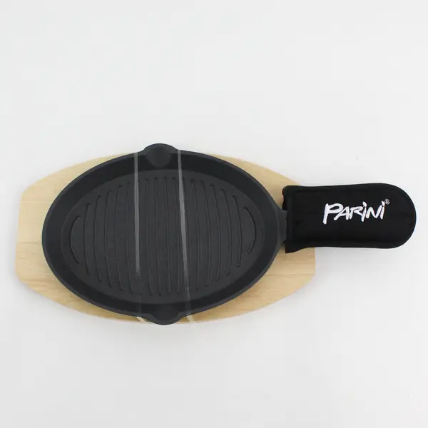 Parini Grilling Collection Fajita Skillet Set /Seasoned Cast Iron 7x14 NIB