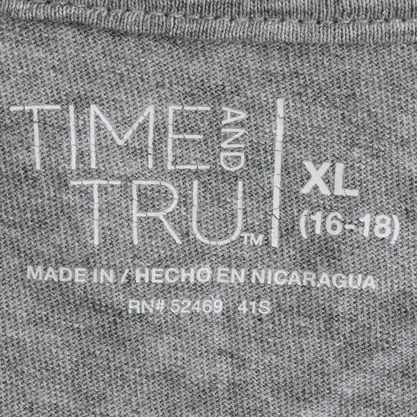 Time and Tru Women's XL Gray Long Sleeve Lightweight Crewneck Shirt