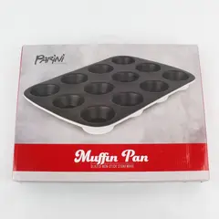 Parini Glazed Non-Stick Stoneware Muffin Pan Set New