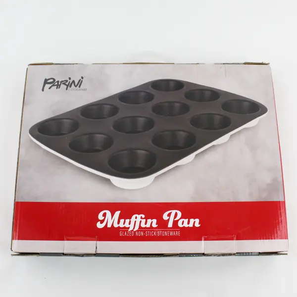 Parini Glazed Non-Stick Stoneware Muffin Pan Set New