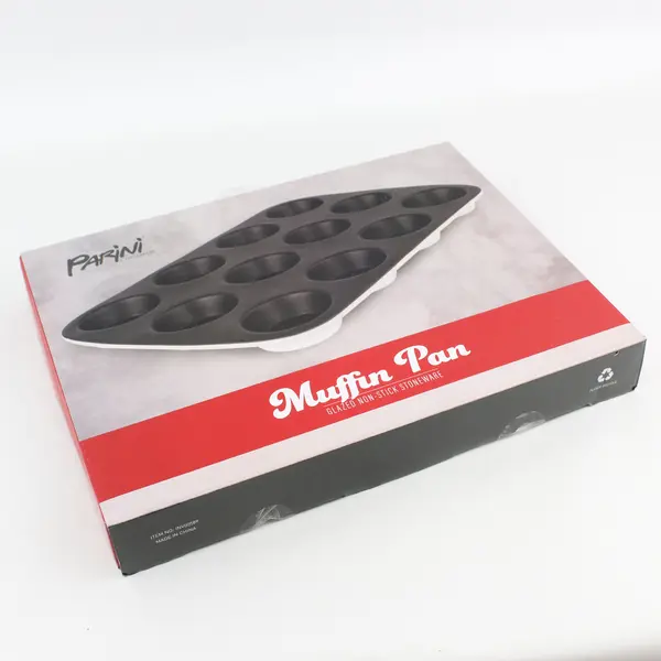 Parini Glazed Non-Stick Stoneware Muffin Pan Set New