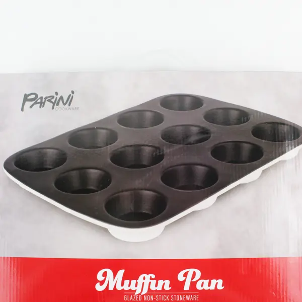 Parini Glazed Non-Stick Stoneware Muffin Pan Set New