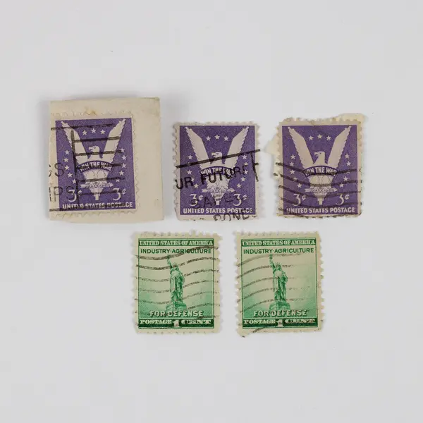 Lot Of 5 United States National Defence 1c Win The War 3c Stamps Used Canceled