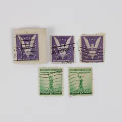 Lot Of 5 United States National Defence 1c Win The War 3c Stamps Used Canceled