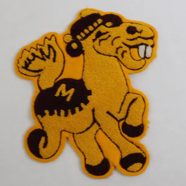 Vintage Yellow and Red School Mascot Patch Mule Horse Donkey 8.5"