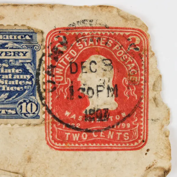 US 1907 Special Delivery Bicycle Stamp 10c Used On Paper Postal Cover 2c Stamp