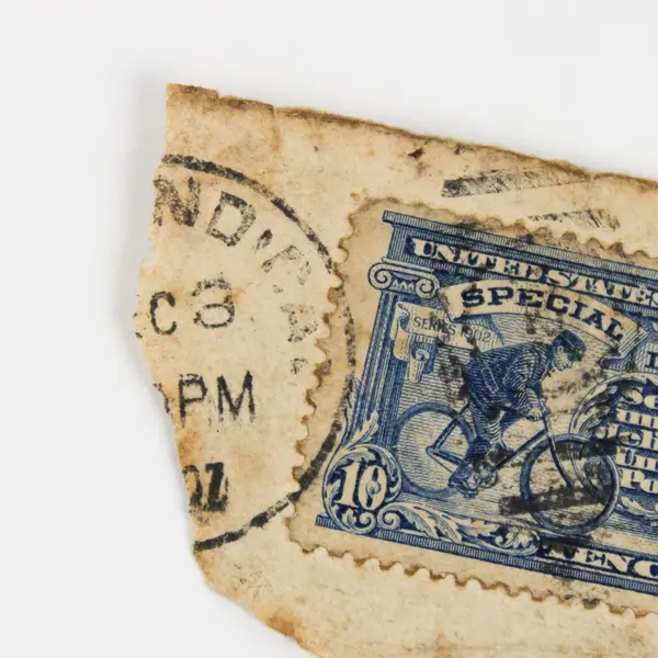 US 1907 Special Delivery Bicycle Stamp 10c Used On Paper Postal Cover 2c Stamp