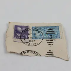 US 1948 Special Delivery Motorcycle Stamp 13c Used Jefferson 3c Stamp On Paper