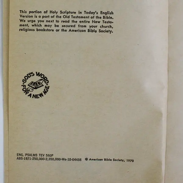 The Psalms For Modern Man 1970 Paperback Today's English Version Good