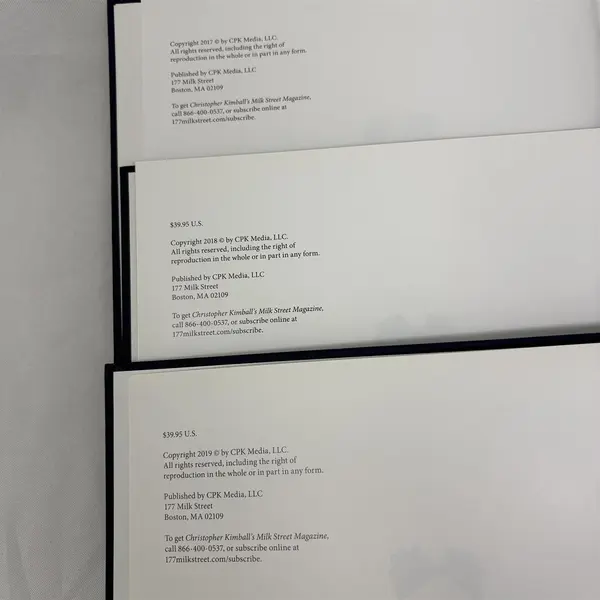 Lot of 3 Christopher Kimball's Milk Street 2017, 2018, 2019 Hardcover