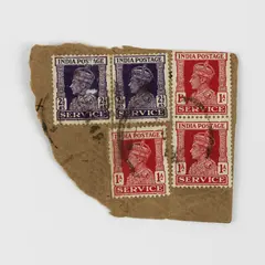 Set Of 5 India King George VI 1A/2.5AS Service Stamps Used On Paper 1940s