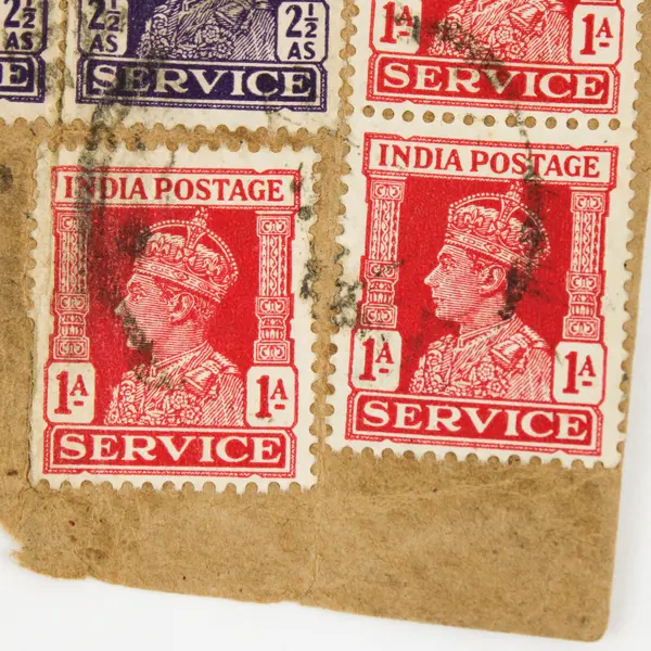 Set Of 5 India King George VI 1A/2.5AS Service Stamps Used On Paper 1940s