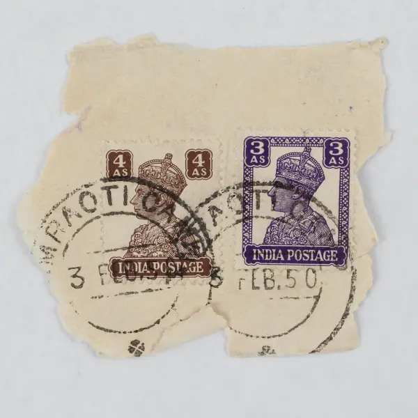 Lot Of 9 India Stamps Used On Paper Canceled 1940s 1950s