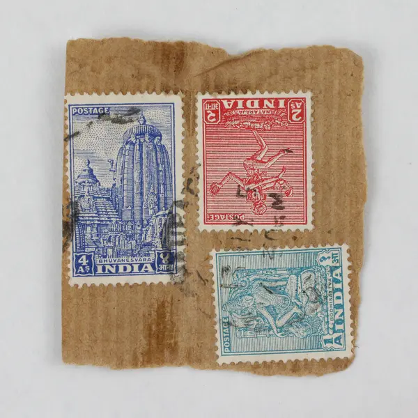 Lot Of 9 India Stamps Used On Paper Canceled 1940s 1950s