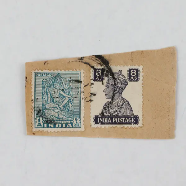 Lot Of 9 India Stamps Used On Paper Canceled 1940s 1950s