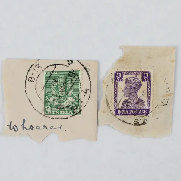 Lot Of 9 India Stamps Used On Paper Canceled 1940s 1950s