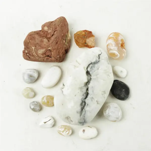 Lot of 15 Natural Rocks- Mixed Rocks for Crafts Display Collection
