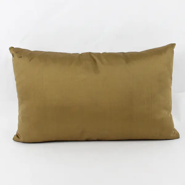Floral Embroidered Gold-Brown Rectangle Accent Pillow 19"