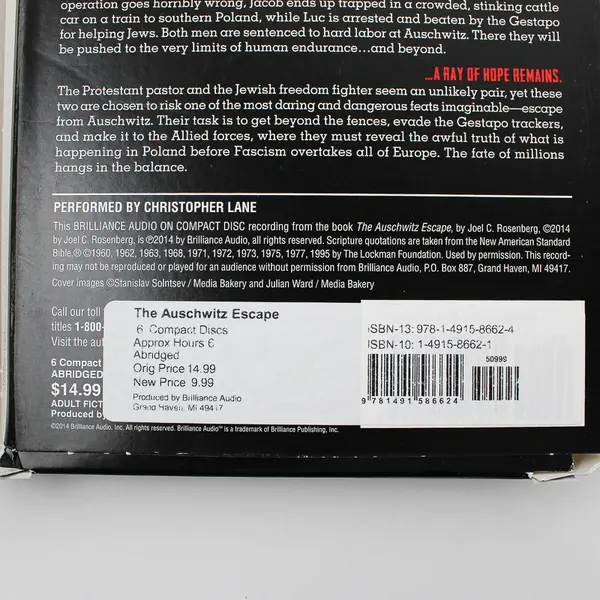 The Auschwitz Escape By Joel C. Rosenberg (Audiobook, CDs, 6 Disc)