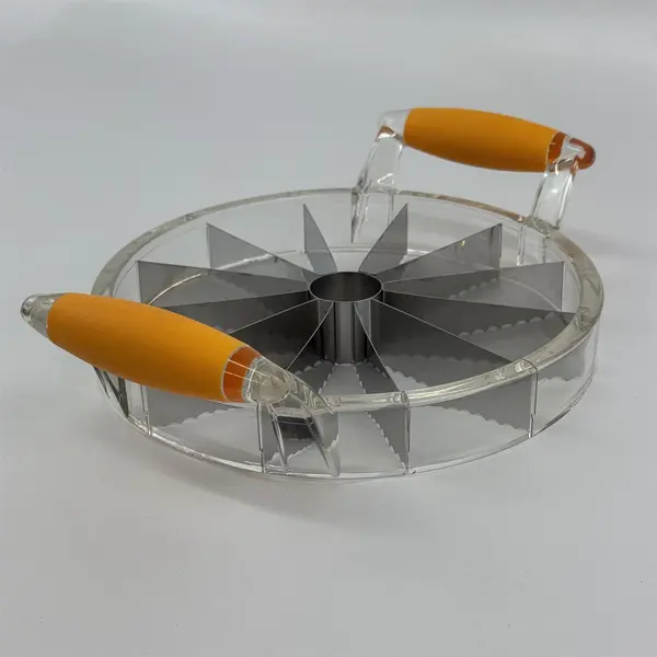 Acrylic Pie Cake Cutter Slicer With A Stainless Blade And Orange Rubber Handles