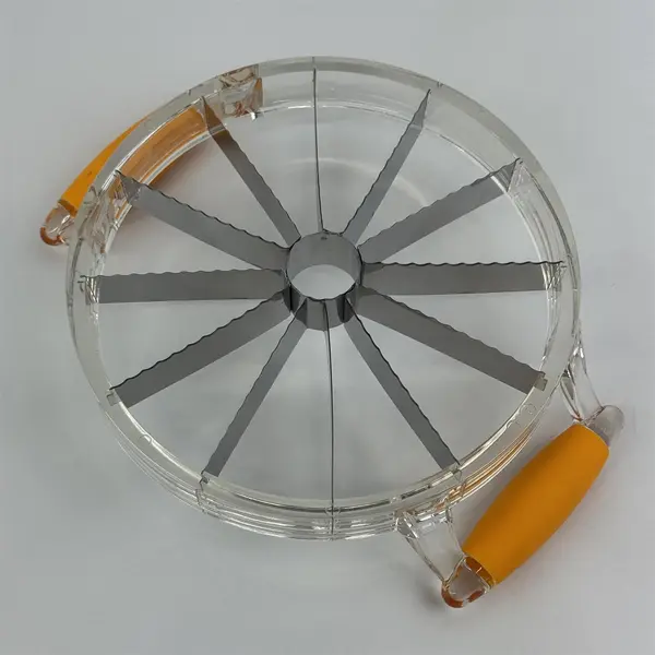 Acrylic Pie Cake Cutter Slicer With A Stainless Blade And Orange Rubber Handles