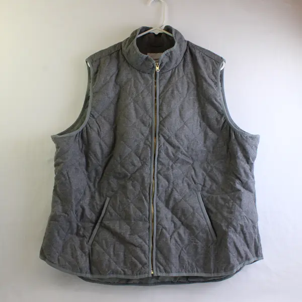 Old Navy Gray Quilted Full-Zip Vest Women's XXL