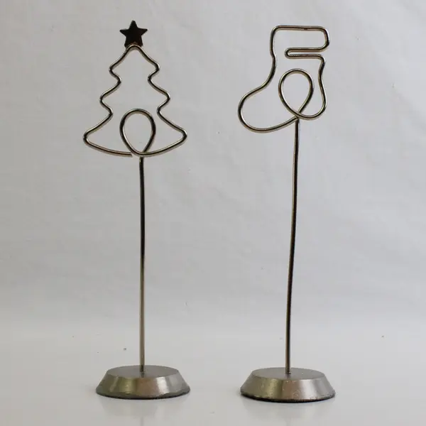 Lot of 2 Small  Spiral Photo/Memo/Card Display Stands Tree and Stocking 