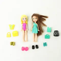 Lot of 2 Mini Dolls Polly Pocket & Barbie Mini Accessories