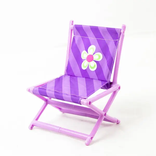 18in Doll Camping Chair Purple Striped Flower Foldable