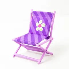 18in Doll Camping Chair Purple Striped Flower Foldable