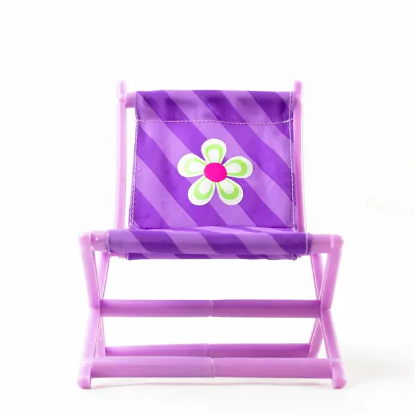 18in Doll Camping Chair Purple Striped Flower Foldable