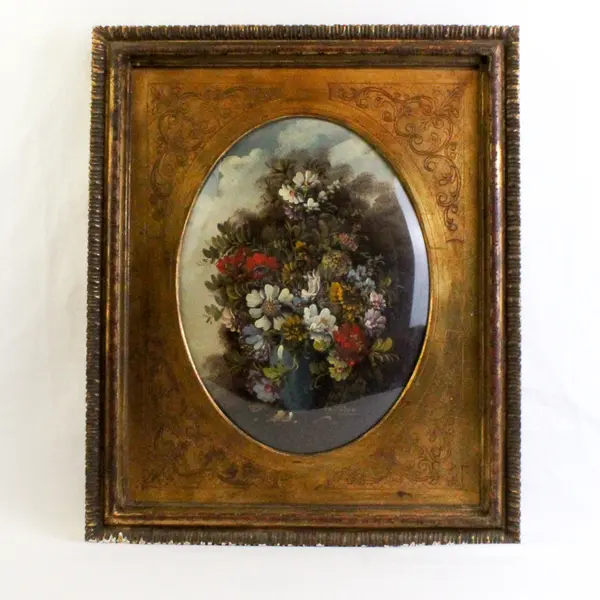 Otto Von Thoren Blooming Floral Still Life Oil Painting On Panel Framed Signed