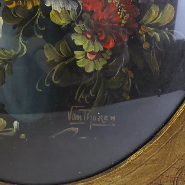 Otto Von Thoren Blooming Floral Still Life Oil Painting On Panel Framed Signed